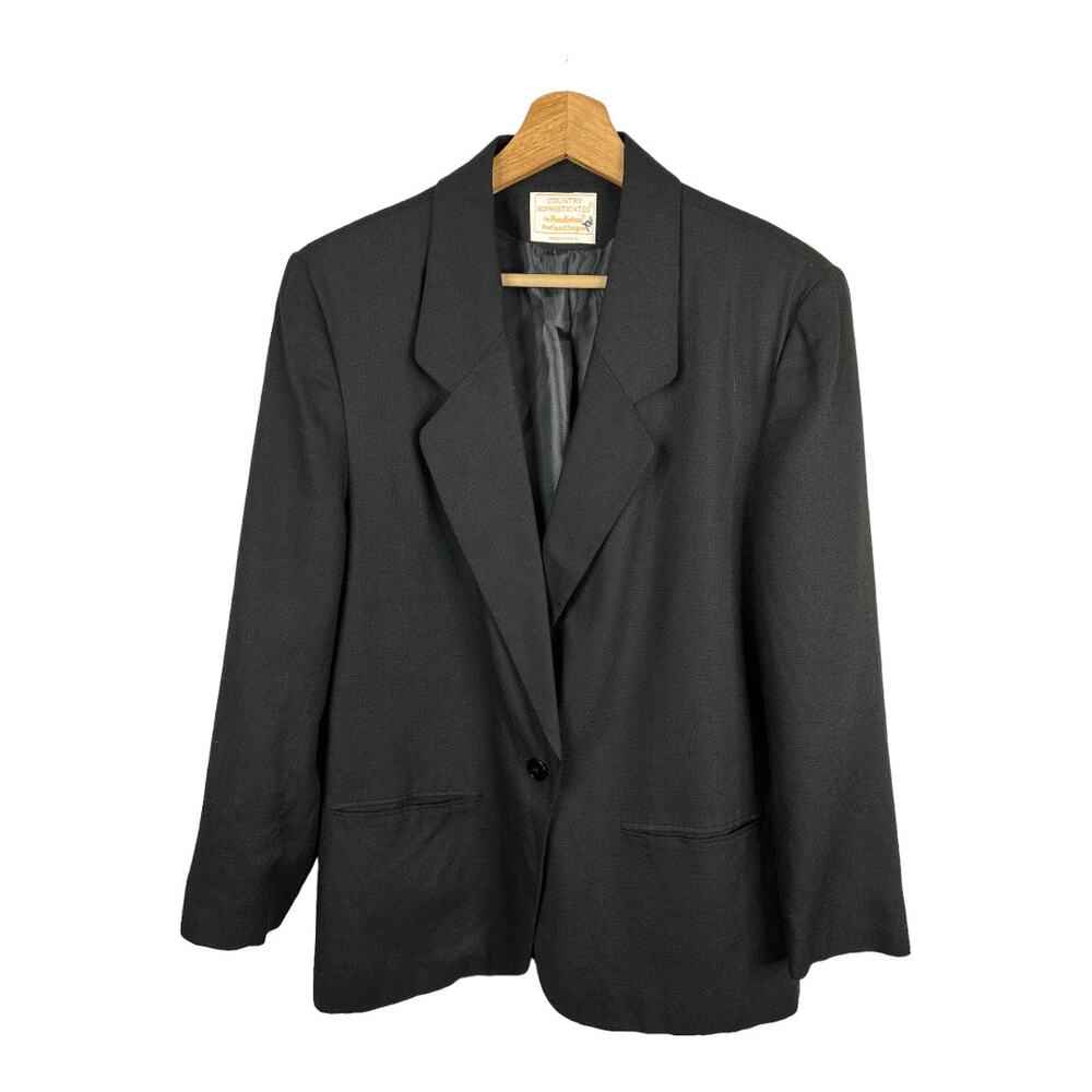 Pendleton Country Sophisticates Womens size 14 Linen Blend Black Blazer Jacket